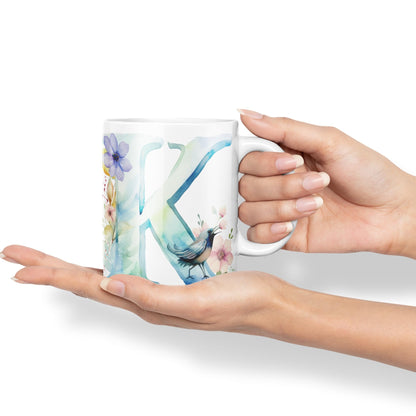 Letter K mug, Animals Alphabet Letter K Monogram animal for kids Ceramic Coloured Mug Cup for Tea Coffee Hot brew 330ml 11Oz Gift