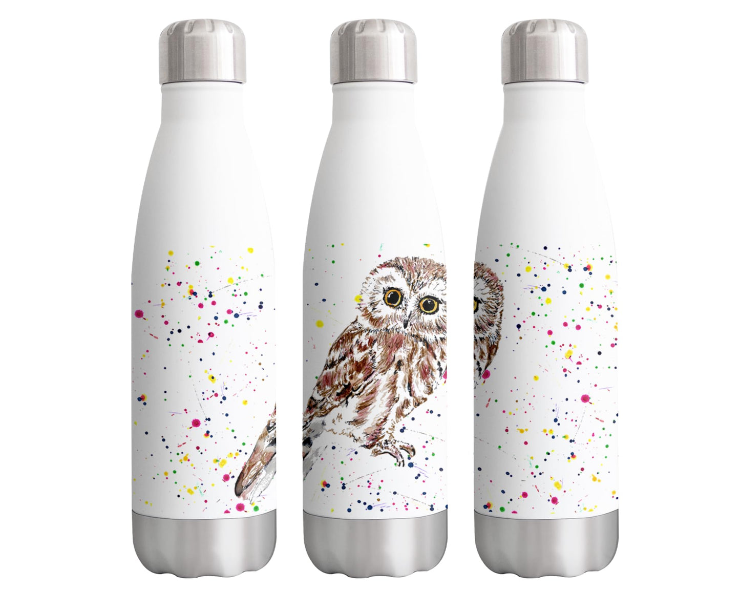 Vixar Owls owl Animals Watercolour Bottle double Wall insulated Stainless steel sport Drinks 500ml v2