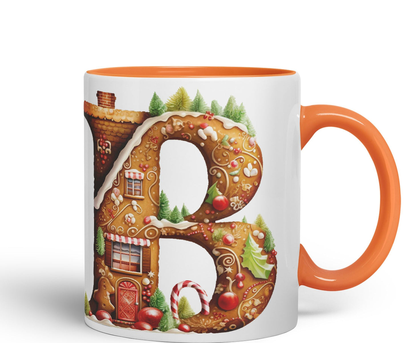 Ginger Alphabet Monogram Letters Letter Gingerbread Man Baked Joke sarkasm Sarcastic Orange Ceramic Coloured Mug Cup for Tea Coffee Hot Brew 330ml 11Oz Gift