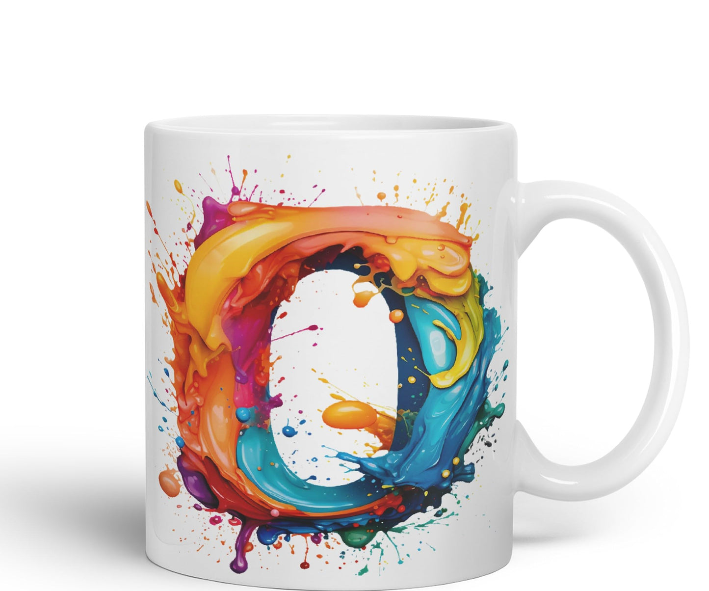 Letter O mug, Alphabet Letter O Monogram watercolour Ceramic Coloured Mug Cup for Tea Coffee Hot brew 330ml 11Oz Gift