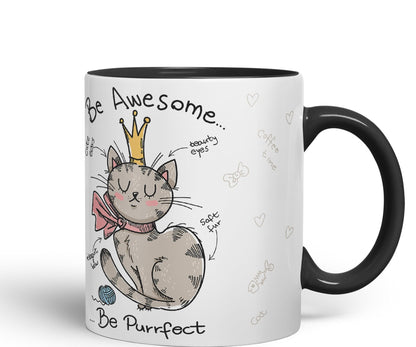 Vixar Be Awesome... Cat Ceramic Coloured Mug Cup Gift Tea Coffee Christmas Office Home Sarcastic Joke