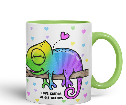 Vixar Love Comes in... Colors Chameleon Coloured Ceramic Mug Cup Gift 330ml 11oz Work Office Tea Coffee Valentines