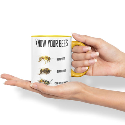 Vixar Know Your Bees Rude Funny Ceramic 330 ml Coloured Mug Cup Gift Tea Coffee Christmas Office Home Joke