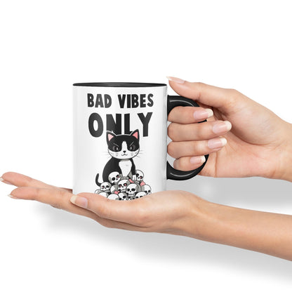 Bad Vibes Cats Sarcastic Joke Ceramic Coloured Mug Cup for Tea Coffee Hot Brew 330ml 11oz