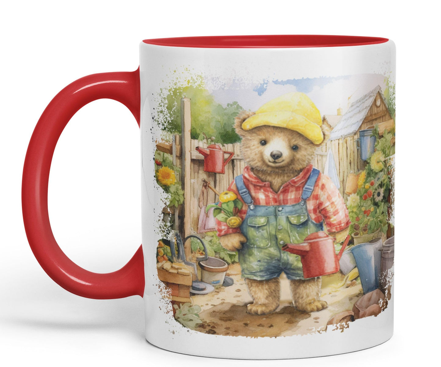 Vixar Teddy Bear Gardener Men Garden Ceramic Mug Coloured Mug Cup Gift Birthday Work Office Tea Coffee