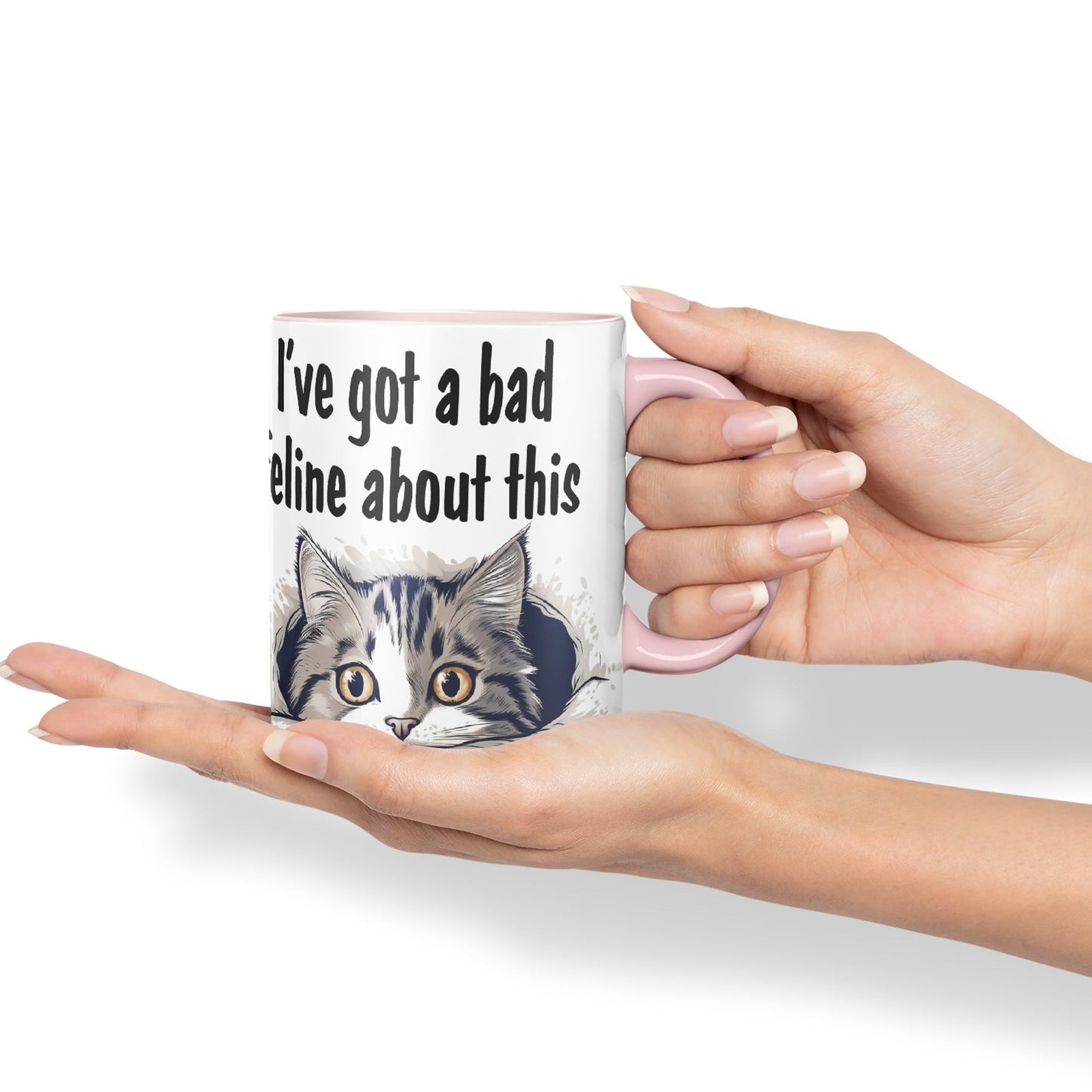 I've got a Bad Feline obout This cat Kitten Joke sarkasm Sarcastic Ceramic Coloured Mug Cup for Tea Coffee Hot Brew 330ml 11Oz Gift