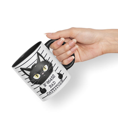 Vixar Bad Cattitude Prison Cats Sarcastic Joke Ceramic Coloured Mug Cup for Tea Coffee Hot Brew 330ml 11Oz