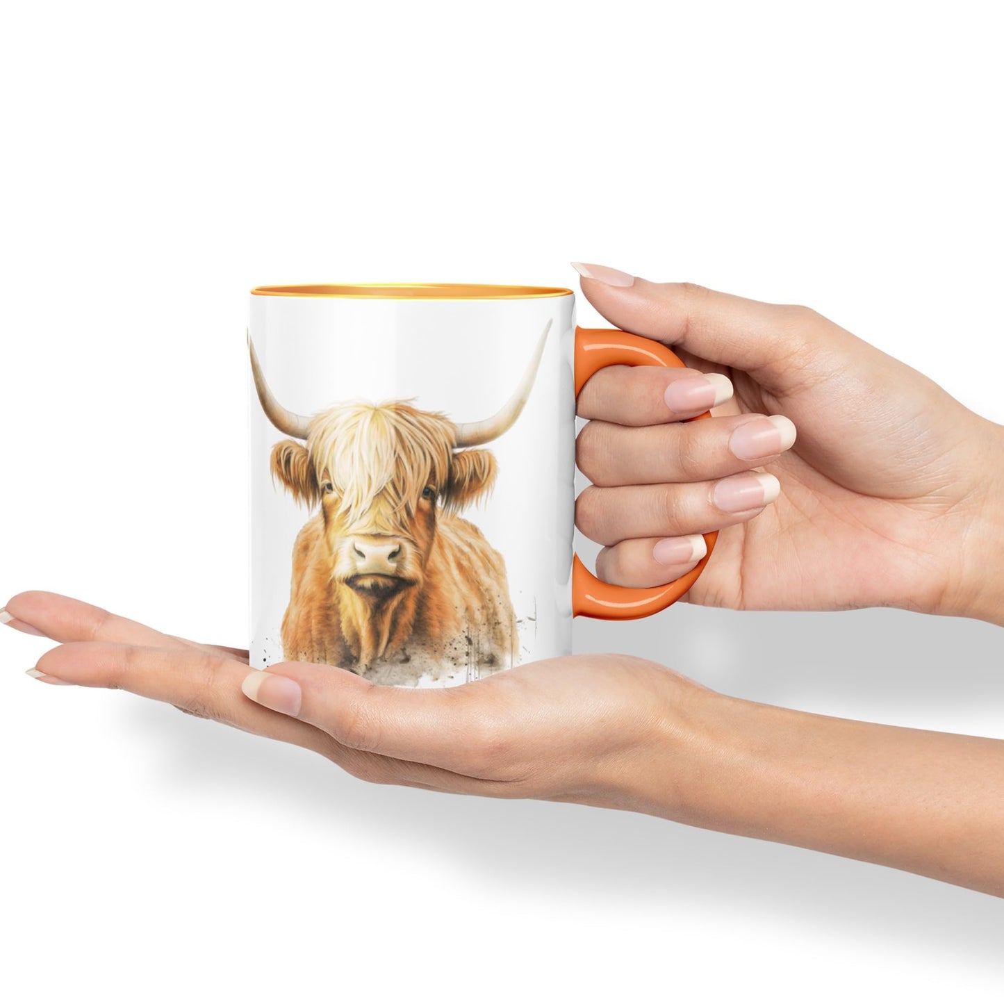 Vixar Highland Cow Scottish Farm Animals Watercolour Art Coloured 330 ml Mug Cup Gift Birthday Work Office Tea Coffee (hc5)