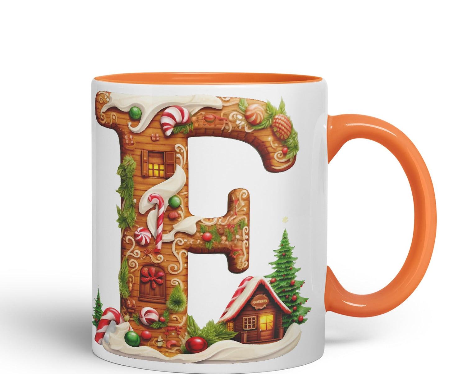 Ginger Alphabet Monogram Letters Letter Gingerbread Man Baked Joke sarkasm Sarcastic Orange Ceramic Coloured Mug Cup for Tea Coffee Hot Brew 330ml 11Oz Gift