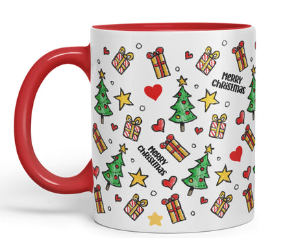 Vixar Christmas, Xmas Designs Tree Presents Coloured Ceramic Mug Cup Gift 330ml 11oz Work Office Tea Coffee Gift