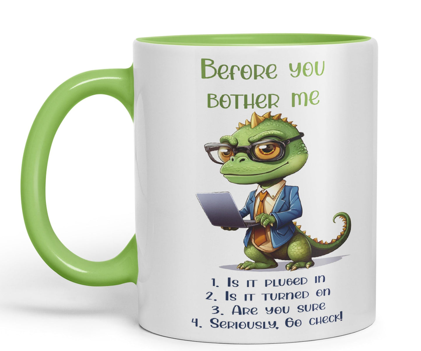 Before You Bother me Crocodile Joke sarkasm Sarcastic Ceramic Coloured Mug Cup for Tea Coffee Hot Brew 330ml 11Oz Gift