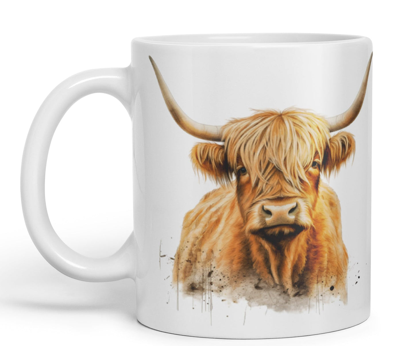 Vixar Highland Cow Scottish Farm Animals Watercolour Art Coloured 330 ml Mug Cup Gift Birthday Work Office Tea Coffee (hc5)