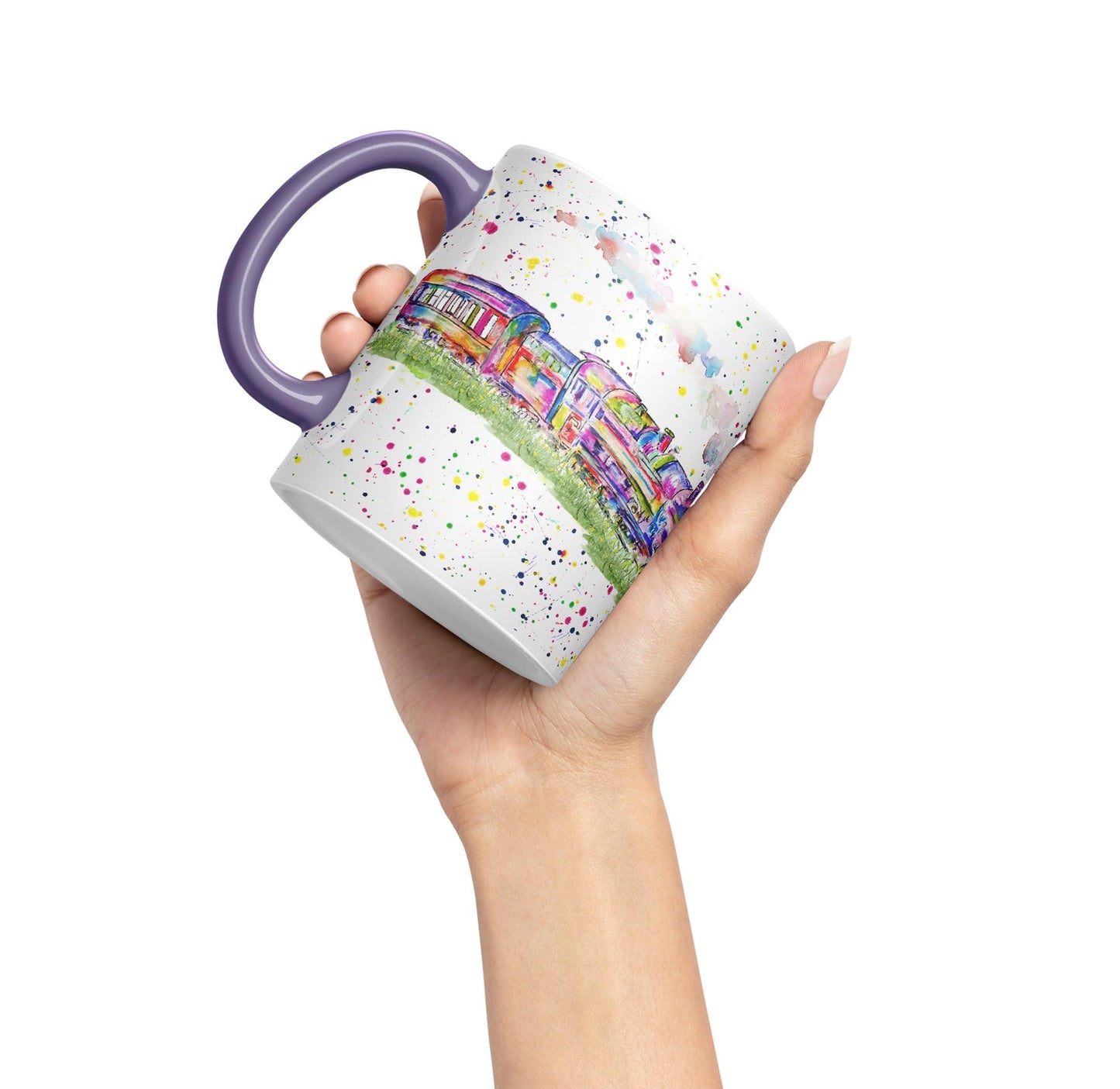 Vixar Steam Train Watercolour Art Coloured 330 ml Mug Cup Gift Birthday Work Office Tea Coffee