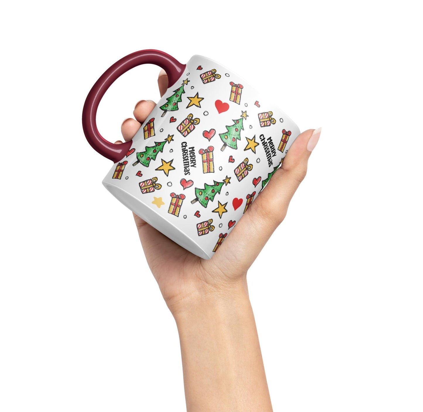 Vixar Christmas, Xmas Designs Tree Presents Coloured Ceramic Mug Cup Gift 330ml 11oz Work Office Tea Coffee Gift