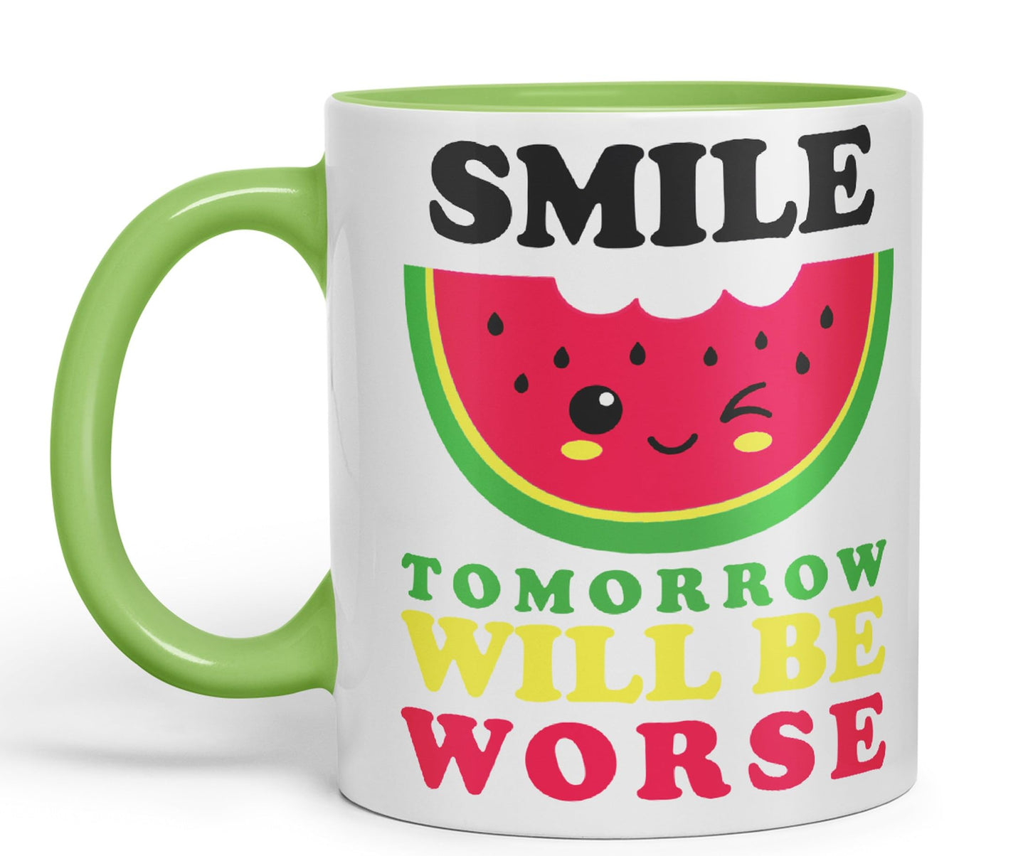 Vixar Smile Tomorrow Will be Worse Joke Ceramic Coloured Mug Cup Gift Tea Coffee Christmas Office Home Work