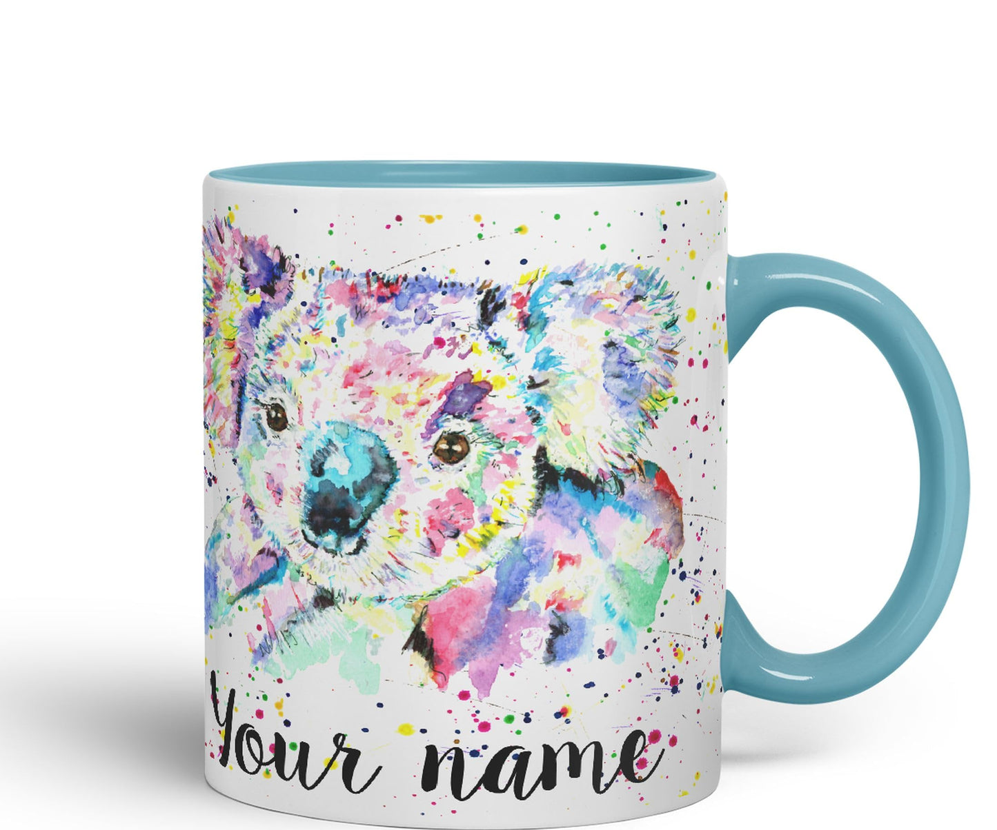 Vixar Personalised with Your Text Koala Bear Animals Watercolour Art Coloured Ceramic Mug Cup Gift 330ml 11oz Custom Work Office Tea Coffee