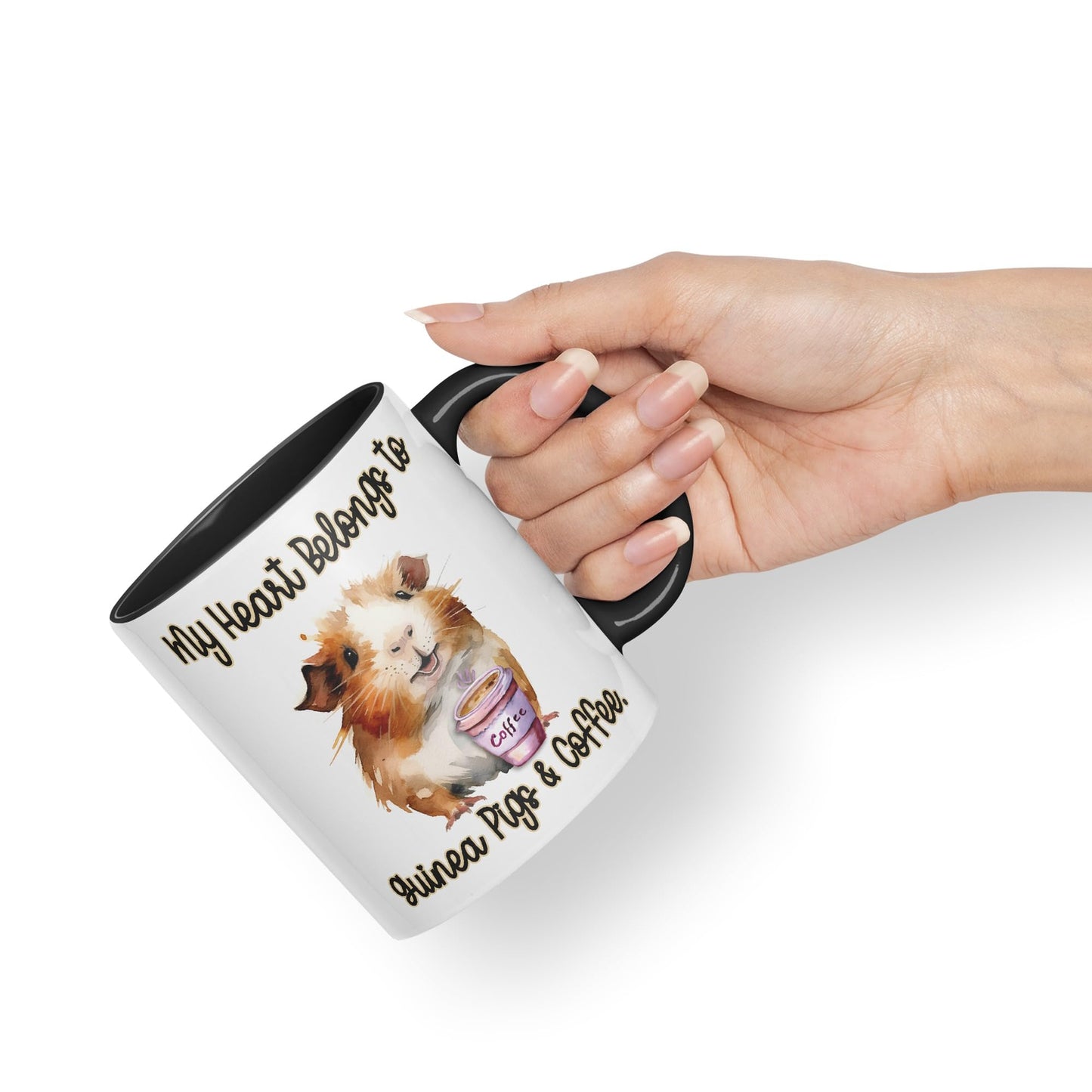 My Heart Belongs to Guine Pig & Coffee, Joke sarkasm Sarcastic Ceramic Coloured Mug Cup for Tea Coffee Hot Brew 330ml 11Oz Gift