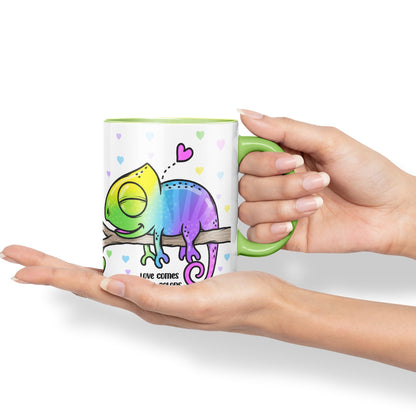 Vixar Love Comes in... Colors Chameleon Coloured Ceramic Mug Cup Gift 330ml 11oz Work Office Tea Coffee Valentines