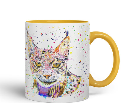 Vixar Lynx Cat Animal Watercolour Art Coloured 330 ml Mug Cup Gift Birthday Work Office Tea Coffee