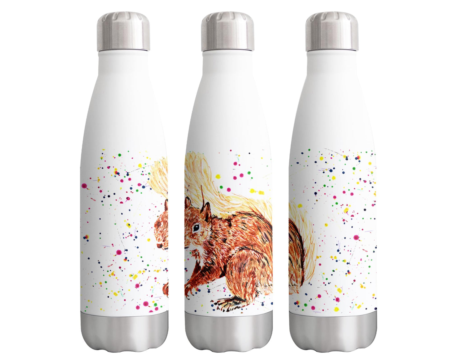 Vixar Squirrel Rodent Animals Watercolour Bottle double Wall insulated Stainless steel sport Drinks 500ml