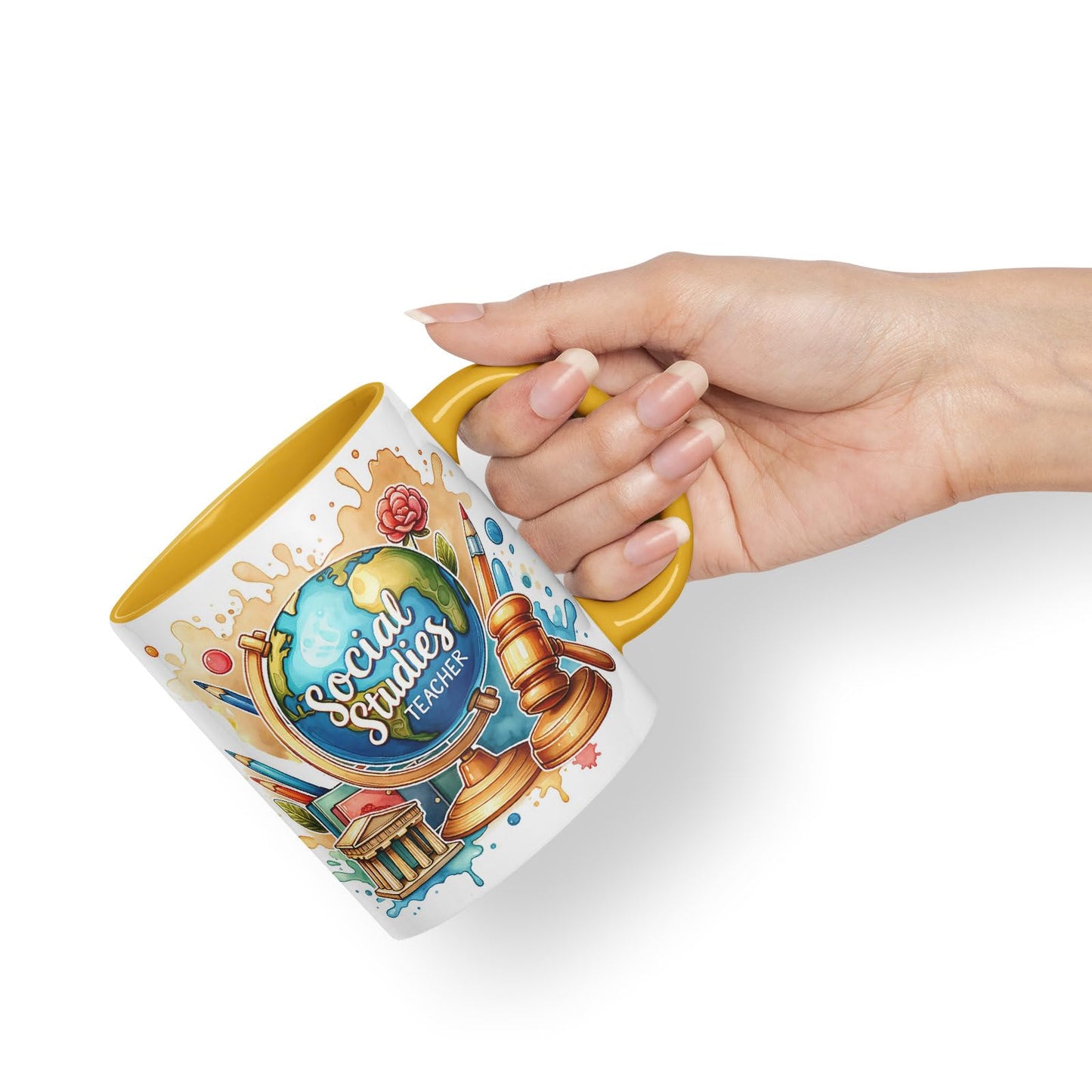 Vixar Social Studies Teacher Mug Thank You, End of School Gift Ceramic Coloured Mug Cup for Tea Coffee Hot Brew 330ml 11Oz Gift
