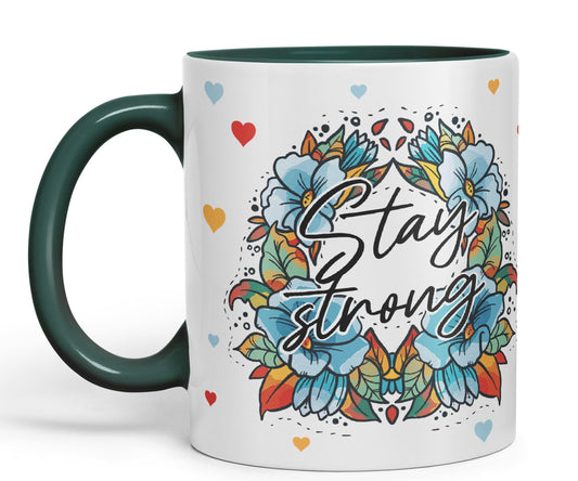 Vixar Stay Strong Motivation Gift Presents Coloured Ceramic Mug Cup Gift 330ml 11oz Work Office Tea Coffee