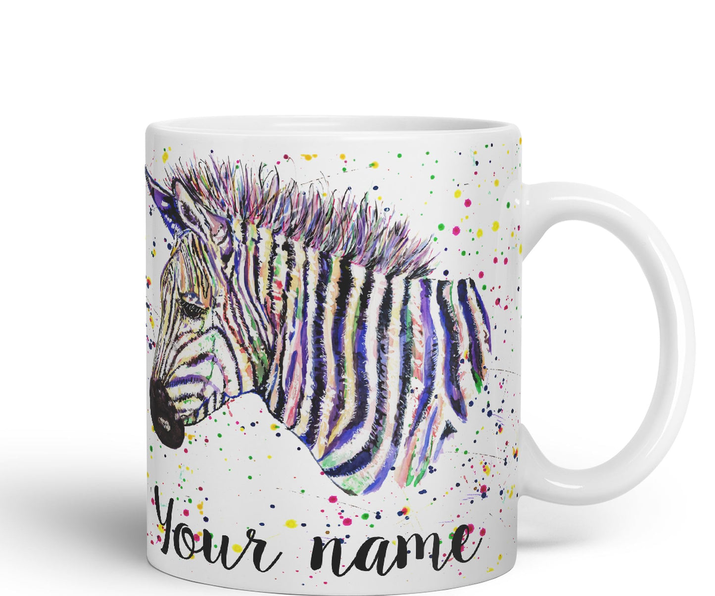 Vixar Personalised with Your Text Zebra Wildlife Animals Art Coloured Ceramic Mug Cup Gift 330ml 11oz Custom Work Office Tea Coffee