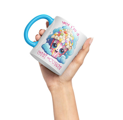 Yey I'm a Unicorn Popcorn Joke sarkasm Sarcastic Ceramic Coloured Mug Cup for Tea Coffee Hot Brew 330ml 11Oz Gift