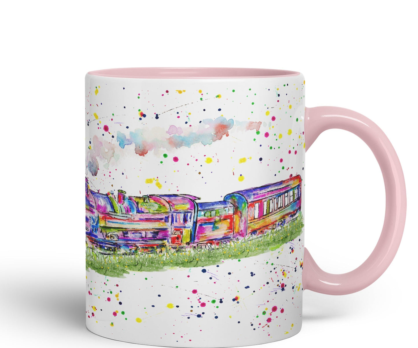 Vixar Steam Train Watercolour Art Coloured 330 ml Mug Cup Gift Birthday Work Office Tea Coffee