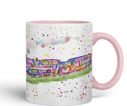 Vixar Steam Train Watercolour Art Coloured 330 ml Mug Cup Gift Birthday Work Office Tea Coffee