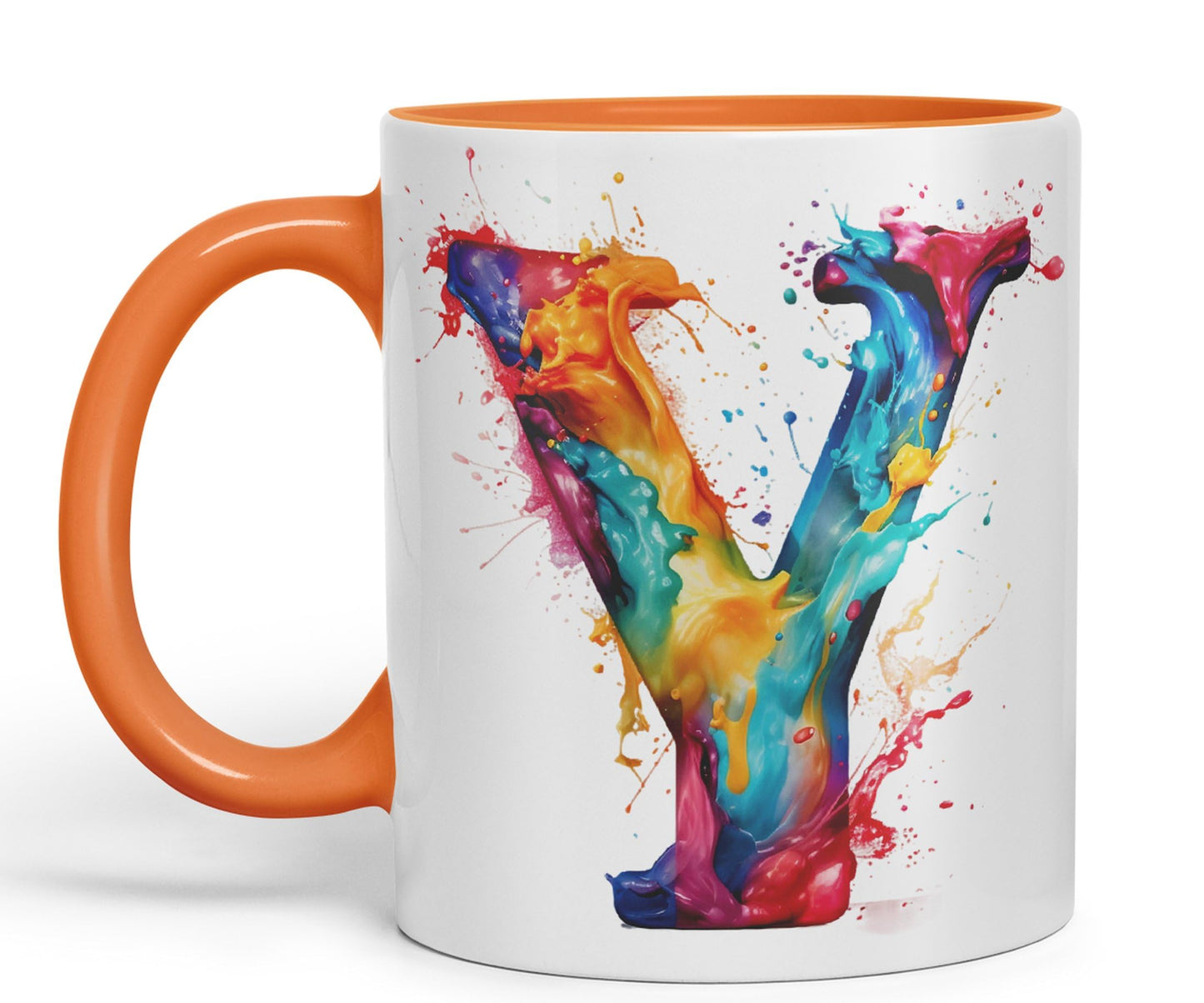 Letter Y mug, Alphabet Letter R Monogram watercolour Ceramic Coloured Mug Cup for Tea Coffee Hot brew 330ml 11Oz Gift