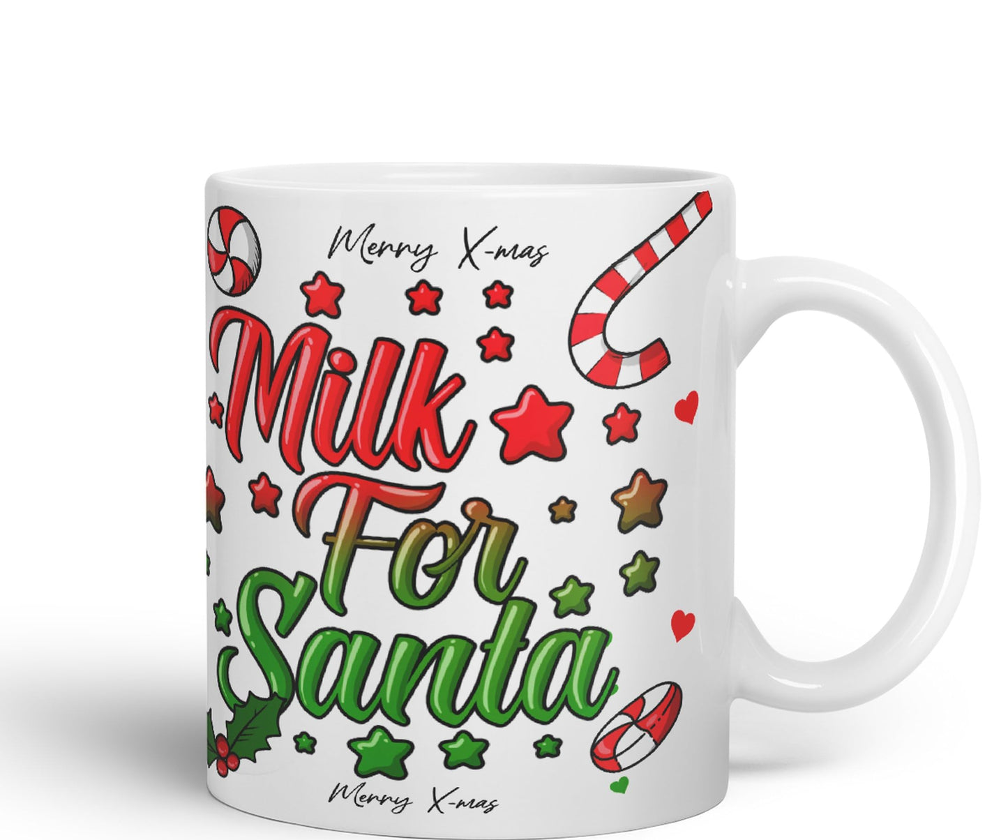 Vixar Milk for Santa Christmas Xmas Designs Tree Presents Coloured Ceramic Mug Cup Gift 330ml 11oz Work Office Tea Coffee Gift (CH3)