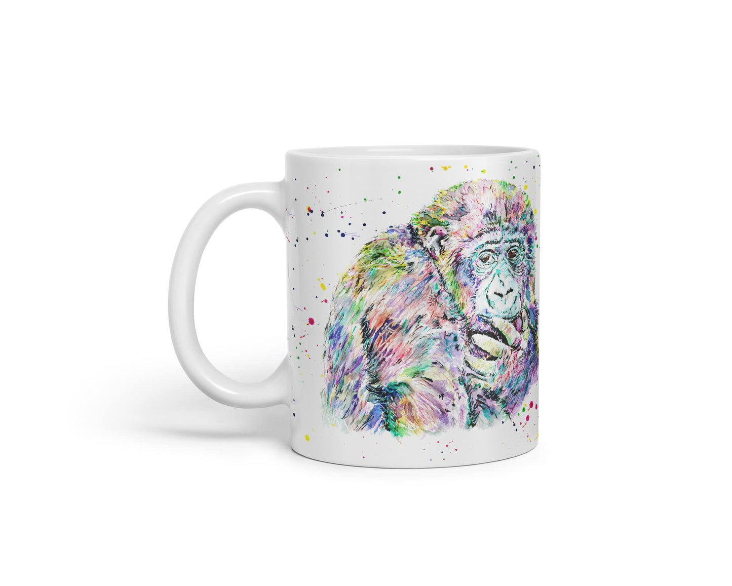 Vixar Gorilla Ape Monkey Animals Watercolour Art Coloured Mug Cup Gift Birthday Work Office Tea Coffee