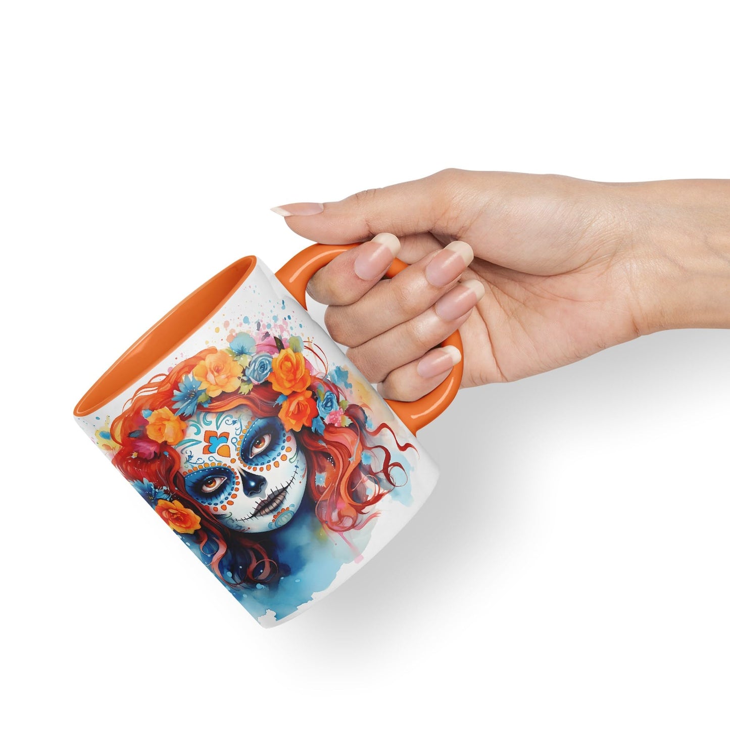 Sugar Skull and Roses Ceramic Coloured Mug Cup for Tea Coffee Hot Brew 330ml 11Oz Gift sk12