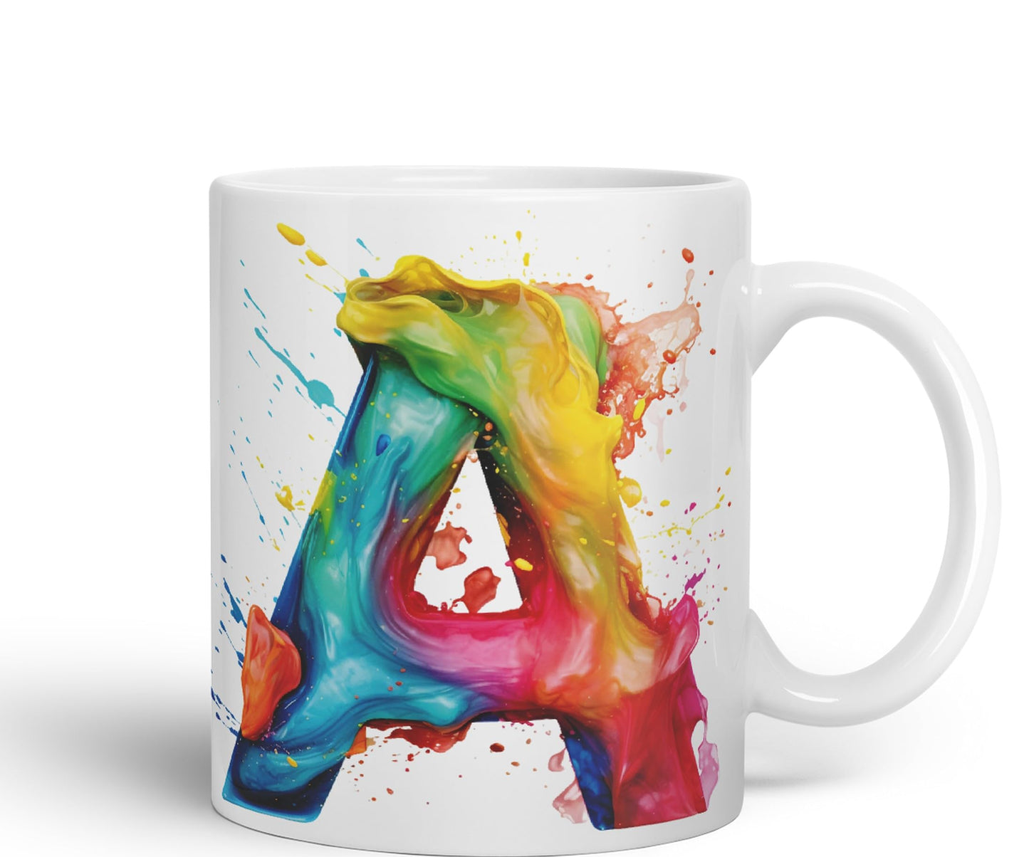 Letter A mug, Alphabet Letter A Monogram watercolour Ceramic Coloured Mug Cup for Tea Coffee Hot brew 330ml 11Oz Gift