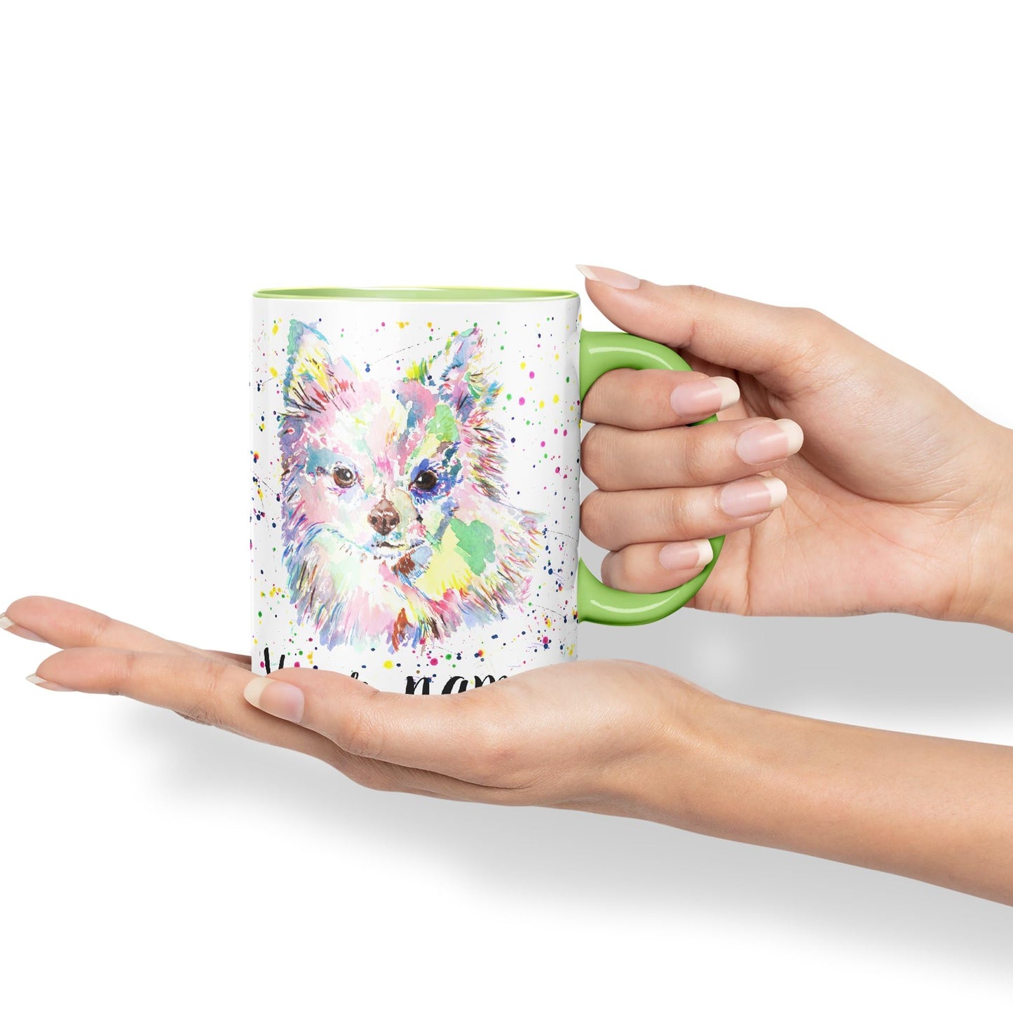 Vixar Personalised with Your Text Chihuahua Long Hair Dog Pet Animals Watercolour Art Coloured Ceramic Mug Cup Gift 330ml 11oz Custom Work Office Tea Coffee