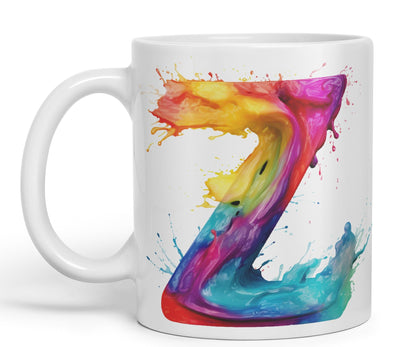 Letter Z mug, Alphabet Letter Z Monogram watercolour Ceramic Coloured Mug Cup for Tea Coffee Hot brew 330ml 11Oz Gift