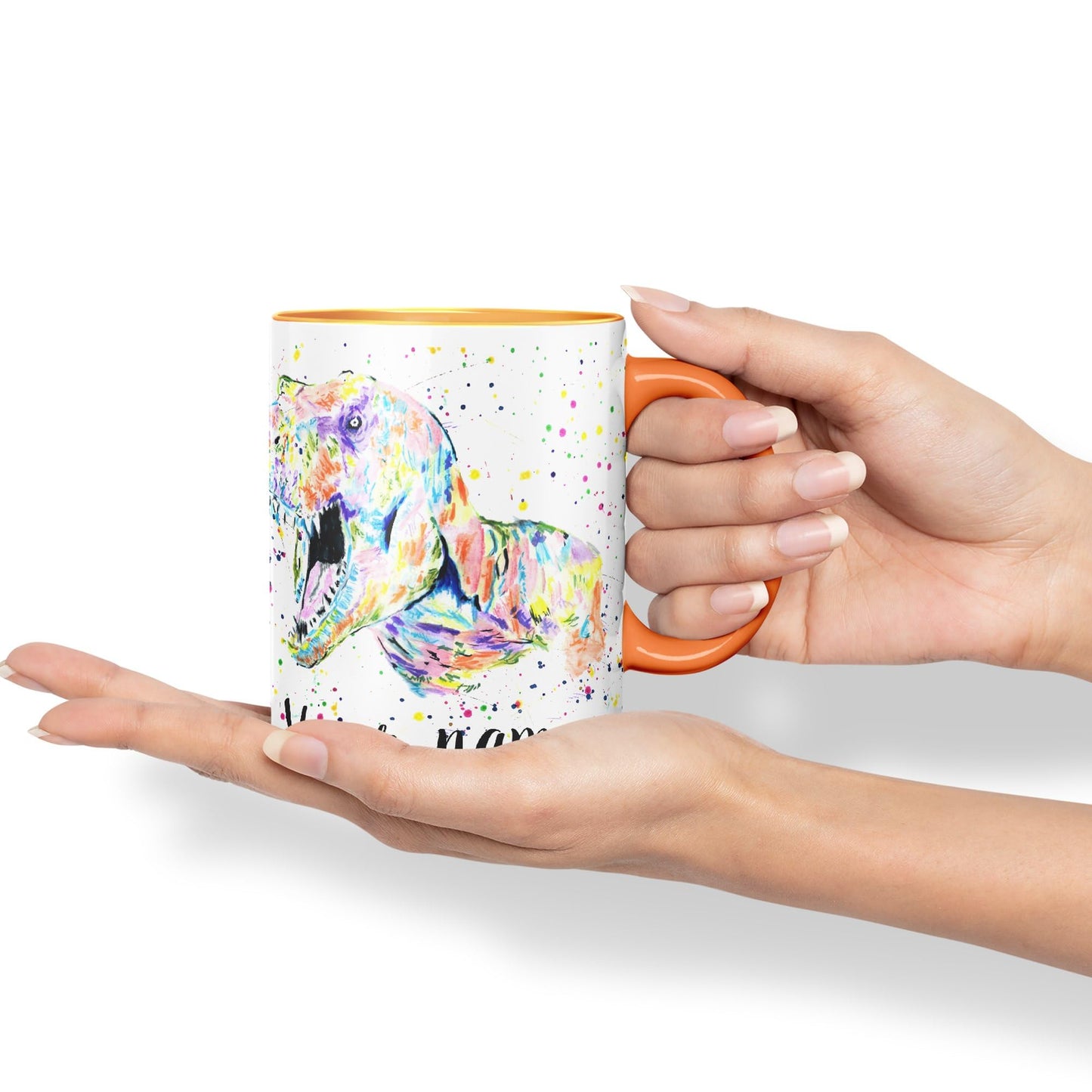 Vixar Personalised with Your Text Dinosaur T-Rex Tyrannosaurus Home Art Coloured Ceramic Mug Cup Gift 330ml 11oz Custom Work Office Tea Coffee