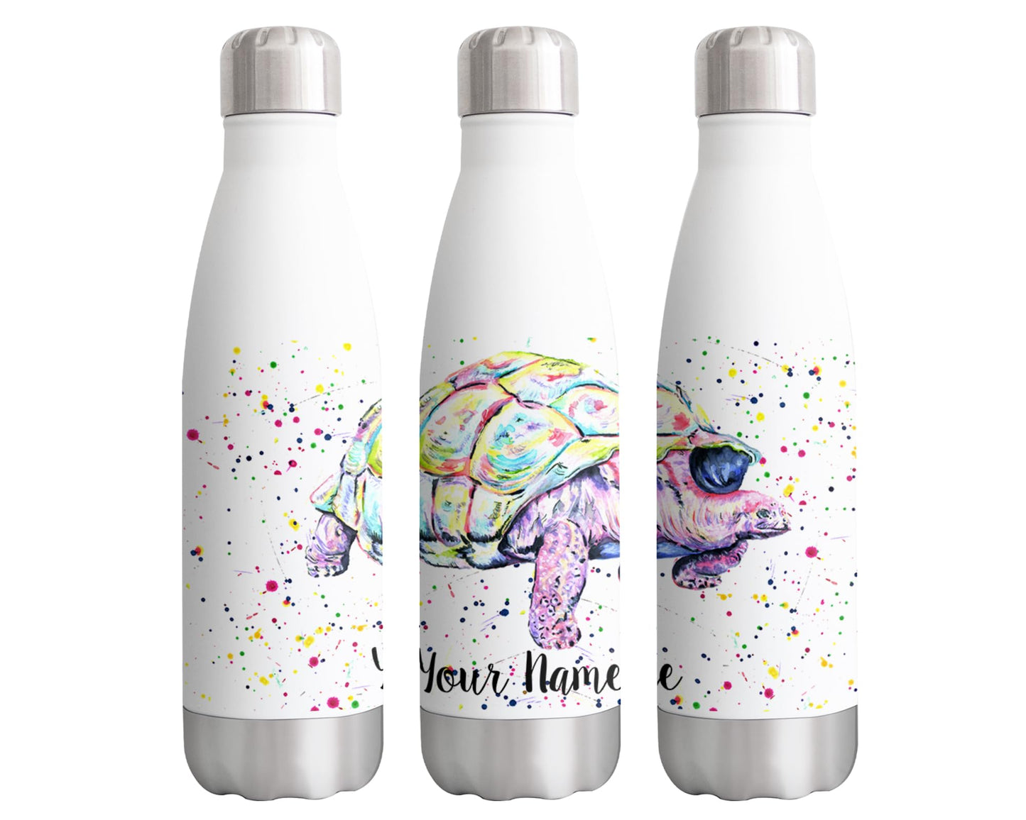 Vixar Tortoise Personalised Custom Bottle with your Text/name Watercolour tortle sea Animals Bottle Double Wall Insulated Stainless Steel Sport Drinks 500ml