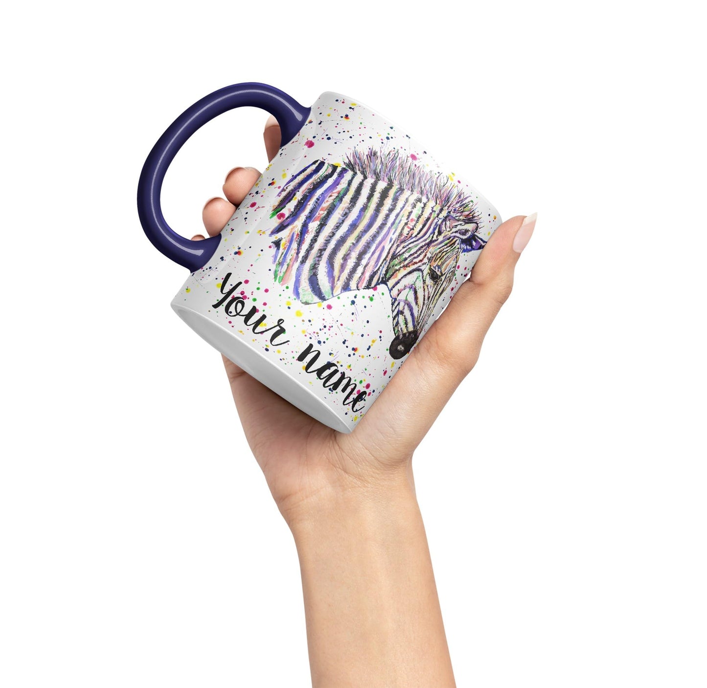 Vixar Personalised with Your Text Zebra Wildlife Animals Art Coloured Ceramic Mug Cup Gift 330ml 11oz Custom Work Office Tea Coffee