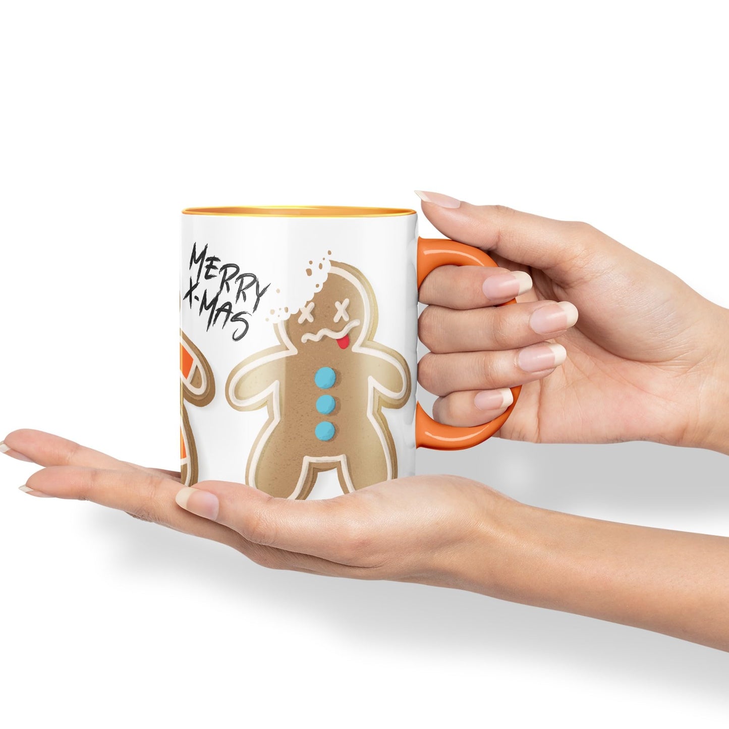 Vixar Gingerbread Man Cake Christmas, Xmas Designs Presents Coloured Ceramic Mug Cup Gift 330ml 11oz Work Office Tea Coffee Gift (CH1)