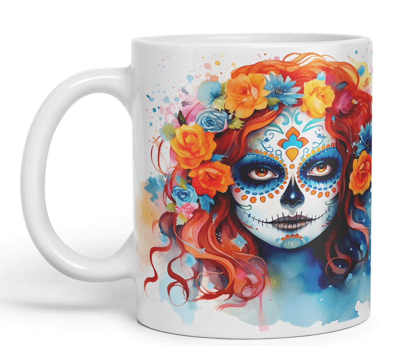 Sugar Skull and Roses Ceramic Coloured Mug Cup for Tea Coffee Hot Brew 330ml 11Oz Gift sk12