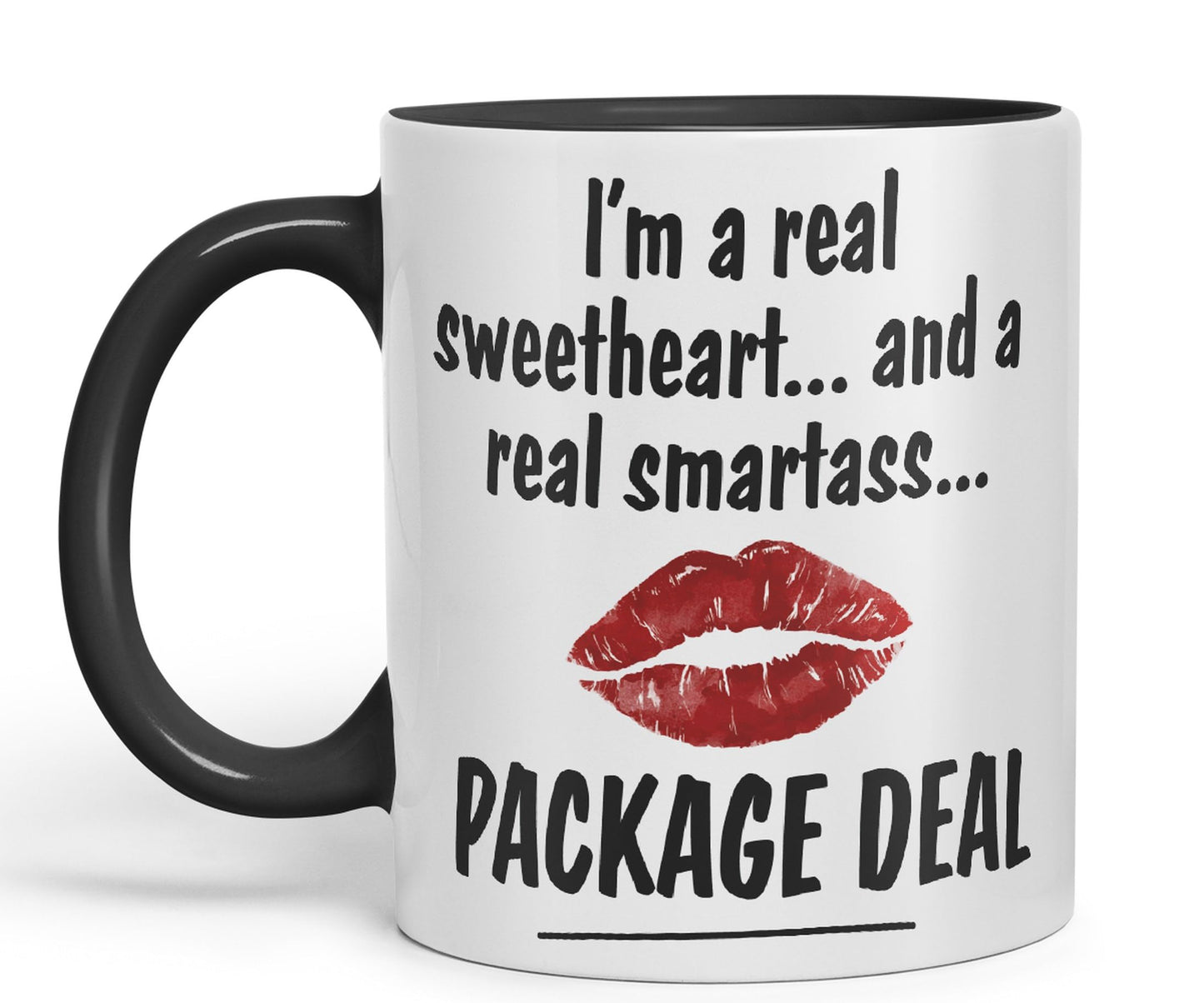 I'm a Real Seetheart … and a Real Smartass.. Package Deal Joke Sarcastic bee Ceramic Coloured Mug Cup for Tea Coffee Hot Brew 330ml 11Oz