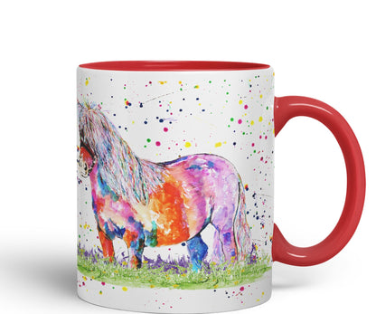 Vixar Shetland Pony Horse Pet Watercolour Art Coloured 330 ml Mug Cup Gift Birthday Work Office Tea Coffee