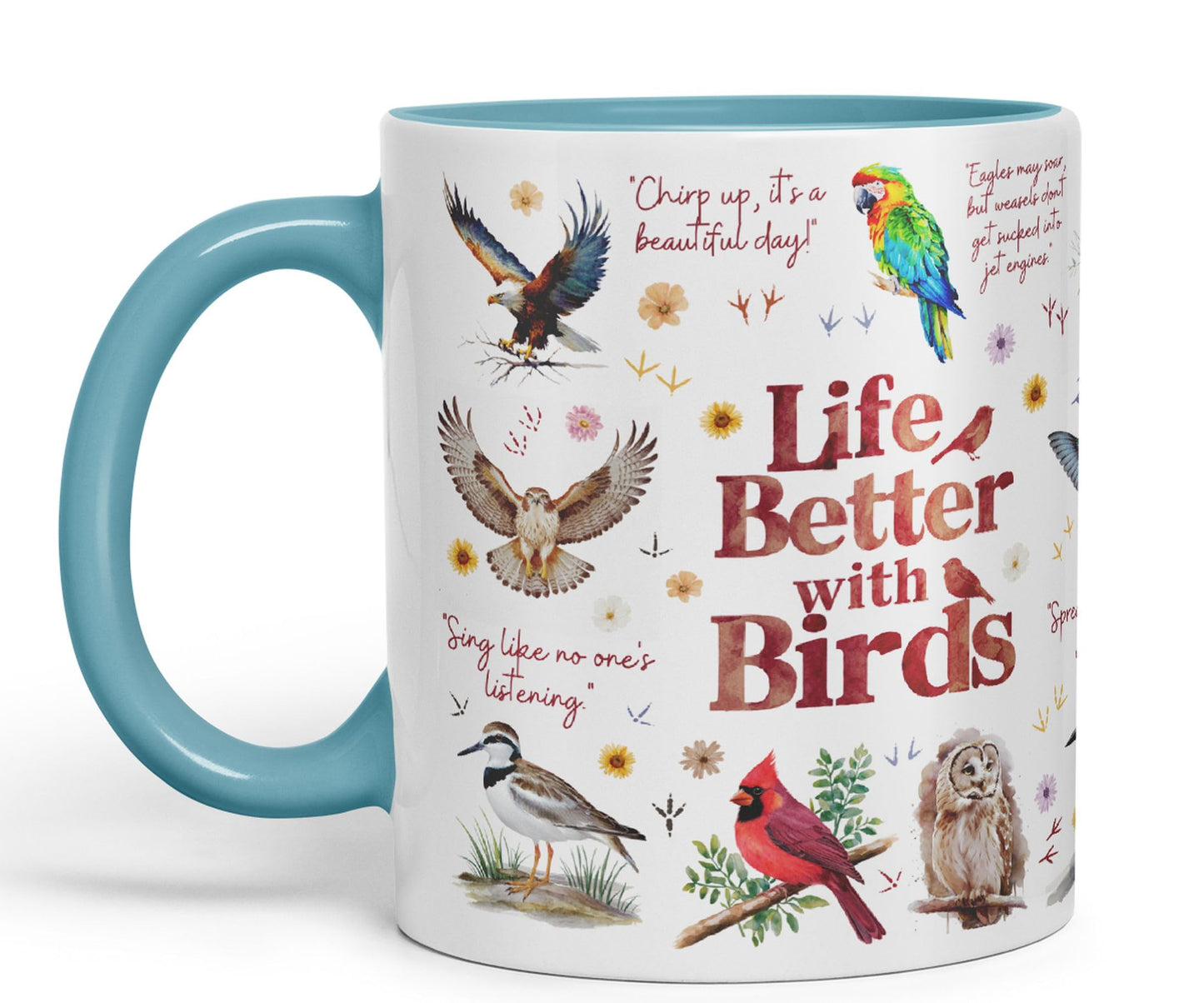 Life Better with Birds Joke sarkasm Sarcastic Ceramic Coloured Mug Cup for Tea Coffee Hot Brew 330ml 11Oz Gift