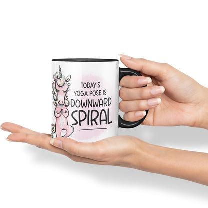 Today's Yoga Pose is Downward Spiral Unicorn Sarcastic Joke Ceramic Coloured Mug Cup for Tea Coffee Hot Brew 330ml 11 Oz Gift