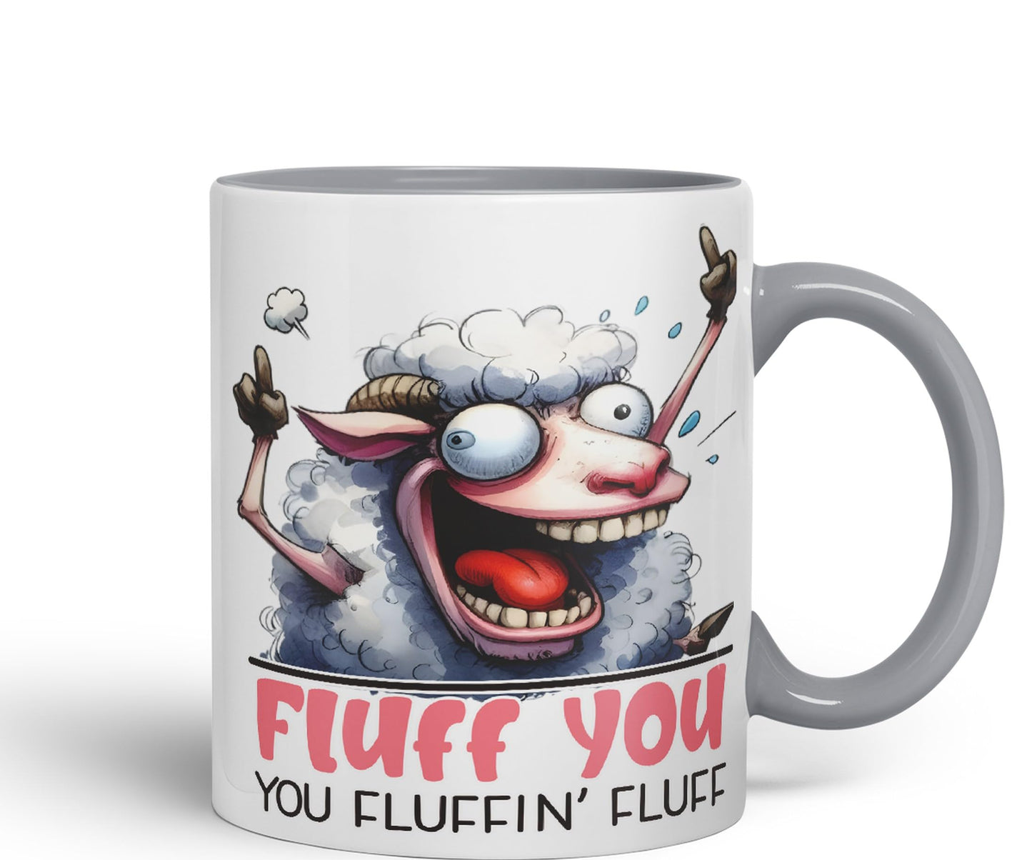 Fluff You, You Fluffin' Fluff Sheep Joke sarkasm Sarcastic Ceramic Coloured Mug Cup for Tea Coffee Hot Brew 330ml 11Oz Gift