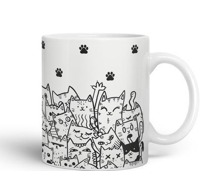 Vixar Cats mom dad Paws cat Lovers Coloured Ceramic Mug Cup Gift 330ml 11oz Work Office Tea Coffee