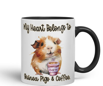 My Heart Belongs to Guine Pig & Coffee, Joke sarkasm Sarcastic Ceramic Coloured Mug Cup for Tea Coffee Hot Brew 330ml 11Oz Gift