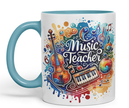 Vixar Music Teacher Mug Thank You, End of School Gift Ceramic Coloured Mug Cup for Tea Coffee Hot Brew 330ml 11Oz Gift